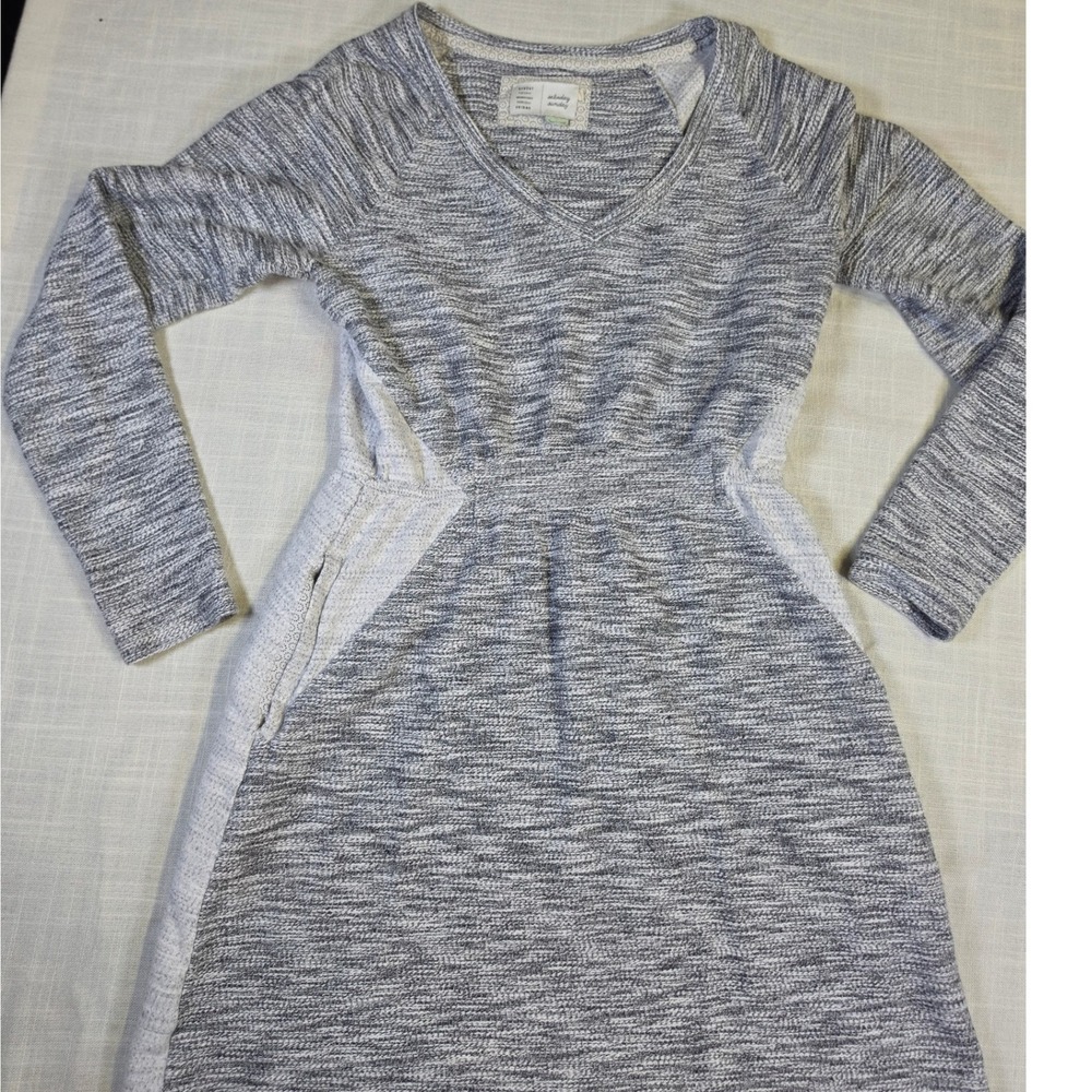 Saturday Sunday Anthropologie Space Dye Knit Dress Grey V-Neck Long Sleeve XS